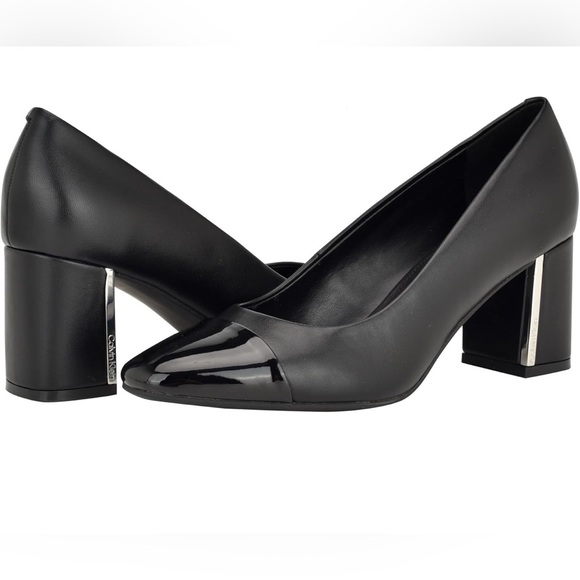 Calvin Klein Black Heels formal | Size 7 | Shiny Toe Cap | Gently Used - Picture 1 of 7